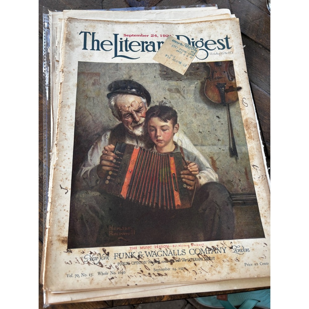 The Literary Digest Cover Sept 24 1921 Norman Rockwell The Music Lesson Art